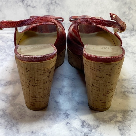 Stuart Weitzman Snakeskin Cork Wedges 6 - Picture 6 of 11